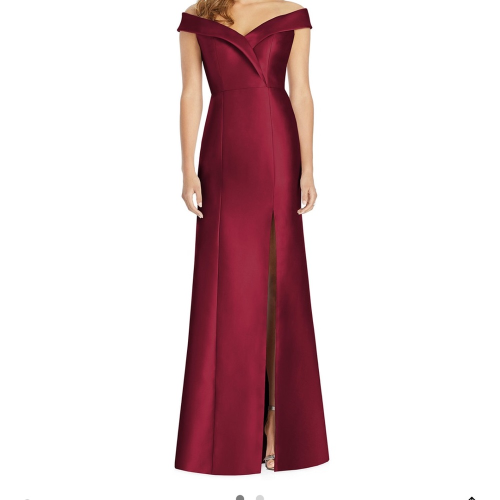 Alfred sung off the shoulder satin gown